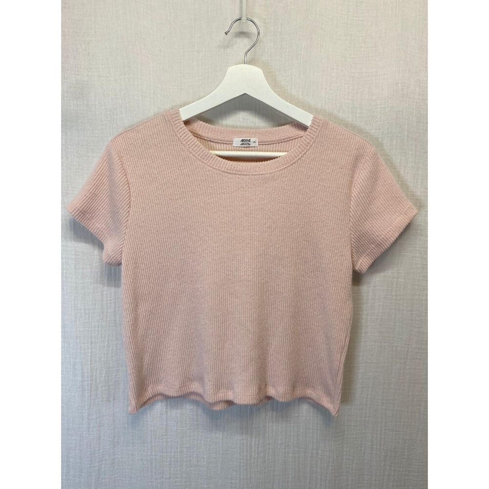 Ardene Blouse Women's Size L Pink Short Sleeve Round Neck Casual